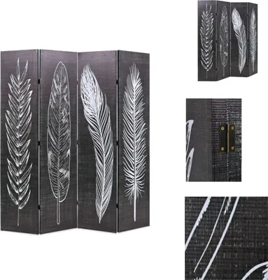 Produktbild von vidaXL Raumteiler klappbar 160 x 170 cm Federn Schwarz-Weiß -  Raumteiler