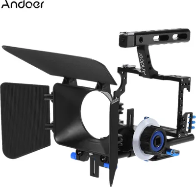 Produktbild von Andoer C500 Kamera-Camcorder aus Aluminiumlegierung Videokaefig-Rig-Kit Filmherstellungssystem mit 15-mm-Stangenmattbox Befolgen Sie den Fokusgriff fuer den Panasonic GH4-Ersatz fuer  A7S / A7 / A7R / A7RII / A7SII