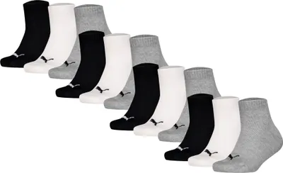 Produktbild von PUMA Kinder Quarter Socken, 12er Pack - Plain Quarter 12P, Logos, einfarbig Schwarz/Weiß/Grau 39-42