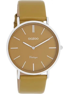 Produktbild von Oozoo Damen Lederarmband Uhr Vintage Series olivgrün Analog Quarzuhr UOC20326