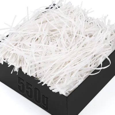 Produktbild von Geschreddertes Papier - 550g Füllmaterial für Geschenkboxen und Präsentkörbe - Weiß