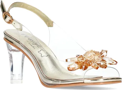 Produktbild von Misstyl by Laura Vita Damen Sandalette transparent mit Perlen-Glamour MIRA 01, Größe:39 EU, Farbe:Gold
