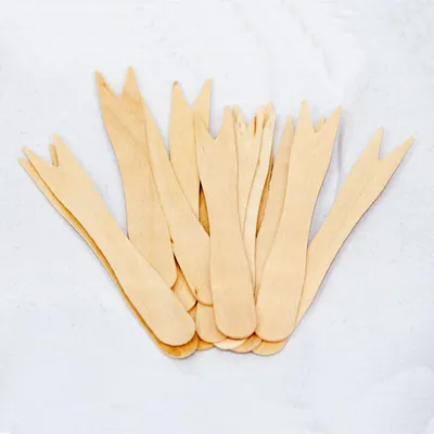Produktbild von Holzpommesgabeln 85 mm – 1000 Stück Einweg-Pommesgabeln, Holzbesteck | Nachhaltige Alternative für Imbiss, Streetfood und To-Go