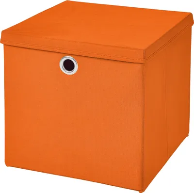 Produktbild von 1 Stück Orange Faltbox 28 x 28 x 28 cm Aufbewahrungsbox faltbar mit Deckel