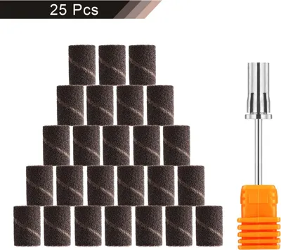 Image de 25x manchons abrasifs Premium 150 Medium avec 1x embout de ponçage Manucure Pédicure
