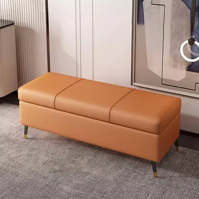 Obrázek produktu pro Oranžová úložná lavice do obývacího pokoje, chodby nebo ložnice, rozměry 110 cm