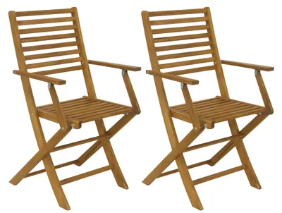 Immagine prodotto di Set 2 Sedie da Giardino Pieghevoli 56x53x92 cm con Braccioli in Legno Naturale