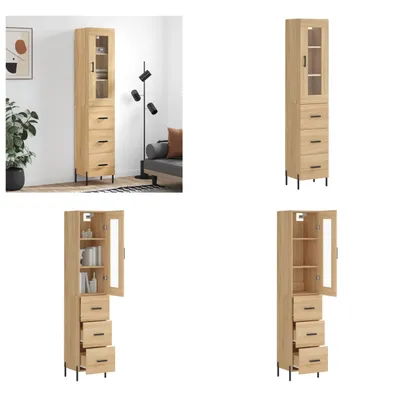 Produktbild von vidaXL Highboard Sonoma Eiche 34,5x34x180 cm Holzwerkstoff - Highboard - Highboards - Sideboard - Schrank
