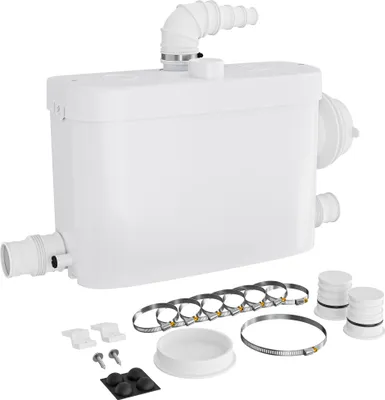 Image de XPOtool Pompe de relevage 3/1 avec Raccord latéral – 450 W – 475 x 154 x 306 mm – 6900 l/h – Refoulement 7,5 m/75 m – Pour Eaux usées chargées WC – Station de Pompage Assainissement