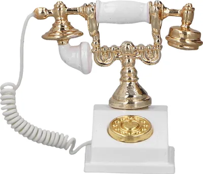 Produktbild von Puppenhaus-Mini-Telefonmodell, Retro-Simulation, europäische Vintage-Dekoration für 1:12, Weiß