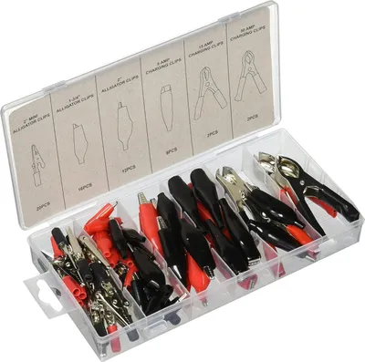 Produktbild von Krokodilklemmen- und Klemmensortiment, elektrisch, 60-teiliges Set von (60-teiliges Krokodilklemmensortiment)