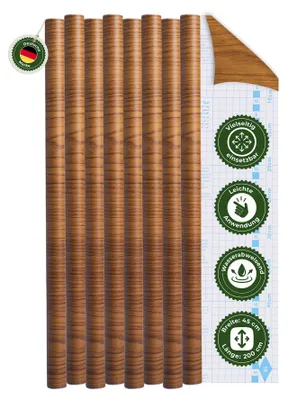 Produktbild von Klebefolie Klebefolie Möbel – Möbelfolie selbstklebend Holzoptik Nussbaum 2er Set, 2 x 45 x 200 cm, zuschneidbar, rückstandsfrei entfernbar – Veluxis