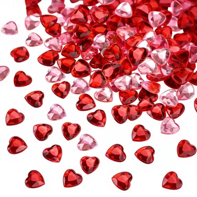 200 Diamant-Herz-Konfetti rot/rosa 12 mm Tischdeko