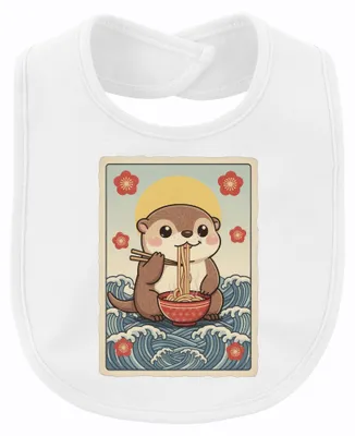 Productafbeelding van Otter Ramen Japan Kawaii, golven, noedels, vintage, retro, cadeau, uniseks, baby, wit, one size