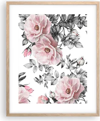 Produktbild von Gerahmtes Poster - Rahmen in heller Eiche - Blumen Blätter Pflanze Rose - 40x50 cm - Wand Bild - Wanddeko - Wandbilder - Wandposter - Bilderrahmen - Bilder - Kunstdruck - Wandbild - P2NPA40x50-2952