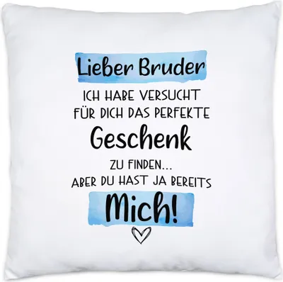 Produktbild von Bruder Geschenk Kissen Inkl. Füllung Mit Spruch Geschwister Brüderchen Humor Sarkasmus Geschenkidee