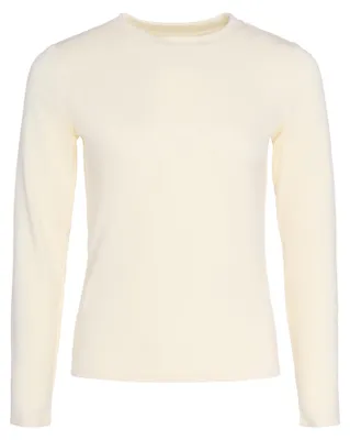 Produktbild von Damen Langarm Bluse mit Rundhalsausschnitt, reguläre Passform, weiss, Größe S