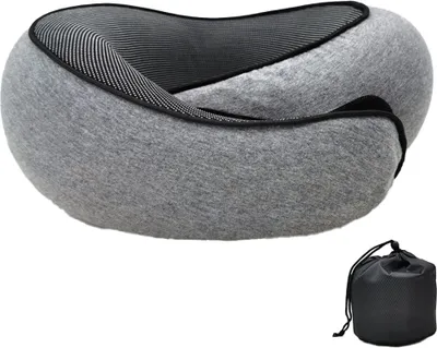 Produktbild von Reise-Nackenkissen, Kinnstš¹tzkissen, verstellbares Kissen fš¹r Zuhause, Surround-Kissen zum Schlafen,Blumengrauer magischer Aufkleber,
