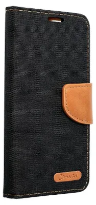 Produktbild von Elegante Buch-Tasche Hülle Fancy CanvasBook-Style Kartenfächer Wallet Schale kompatibel mit Xiaomi Redmi 10 Schwarz
