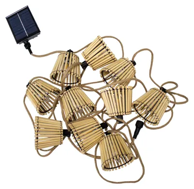 Lichtsnoer Bambusfaser 10 LEDs 8 m Solar + Batterie