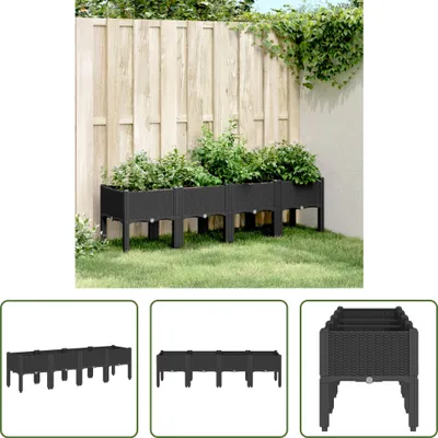 Zdjęcie produktu dla The Living Store Sadzarka z nogami czarna 160x40x42 cm PP