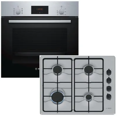 Produktbild von Herdset BOSCH Backofen Schnellaufheizung + Gaskochfeld Starkbrenner autark 60 cm