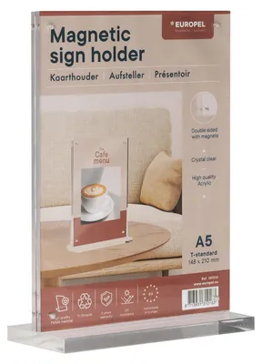 Tischaufsteller A5 Acryl T-Ständer mit Magneten doppelseitig