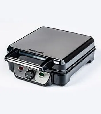 Imagen del producto de Ravanson GR-7030, para 4 gofres/waffles, forma rectangular, color , material: plástico y acero inoxidable, potencia, listo para usar, 1100 W