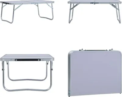 Produktbild von vidaXL Klappbarer Campingtisch Weiß Aluminium 60 x 40 cm - Camping-Tisch - Camping-Tische - Campingtisch - Campingtische