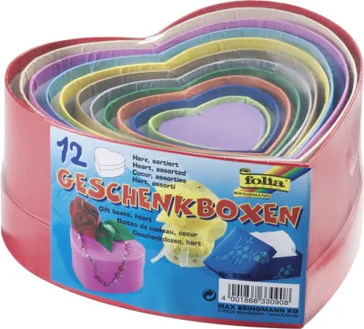Produktbild von folia Geschenkboxen "Herzen",12 Stück Größen/Farben sortiert