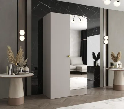 Produktbild von Spiegelschrank CAITIR 2 100 cm - Kaschmir / Goldgriff