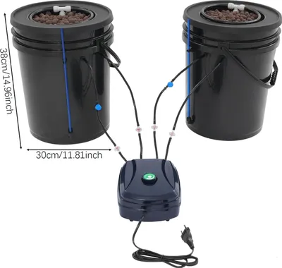 Produktbild von Hydroponik System - 2-Töpfe Set - Ohne Erde - Mit Luftpumpe - 2×19 l Eimer - Kunststoff