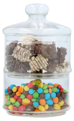 Immagine prodotto di Set di 2 barattoli alpina – Barattoli di vetro per dolciumi – Bomboniera decorativa con coperchio – Trasparente