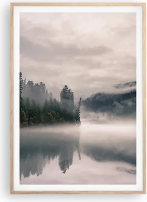 Produktbild von Gerahmtes Poster - Rahmen in heller Eiche - Reflexion Nebel Landschaft - 70x100 cm - Wand Bild - Wanddeko - Wandbilder - Kunstposter - Wandposter - Bilderrahmen - Bilder - P2NPA70x100-4482