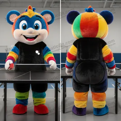 Image de Mascotte MASTICOT de table de ping-pong émeraude aux épaules larges