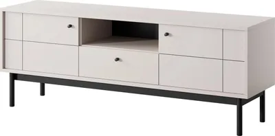 Produktbild von TV-Lowboard Sora 154 cm in Cashmere mit schwarzen Metallfüßen