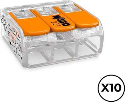 Immagine prodotto di Connettore rapido Wago 18,8 x 18,6 x 8,4 mm 4 mm 450 V 3 conexiones (10 pezzi)