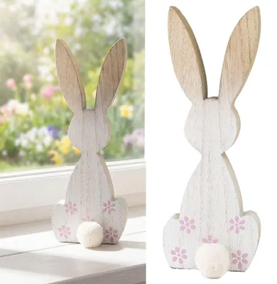 Produktbild von Hase mit Wuschel Holz weiß 19,5 cm