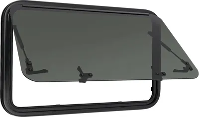 Immagine prodotto di Finestra per camper/roulotte - Finestra laterale - Apertura a 85° - Zanzariera - Tenda a rullo - 80 x 50 cm - Nero