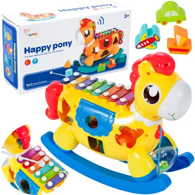 Produktbild von Malplay Entdeckerwürfel Motorikwürfel Pferde Mehrzweck-Lernspielzeug Formerkennung und Konzentration Licht & Music für Kinder ab 3 Jahren