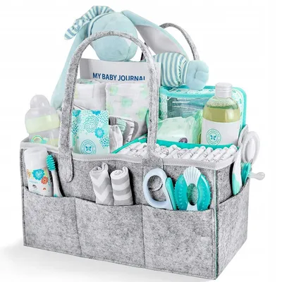 Produktbild von Baby Windel Caddy Filz,tragbarer Wickeltisch Organizer Multifunktionale Wickeltasche,Filzkorb Aufbewahrungsbox, ORM01