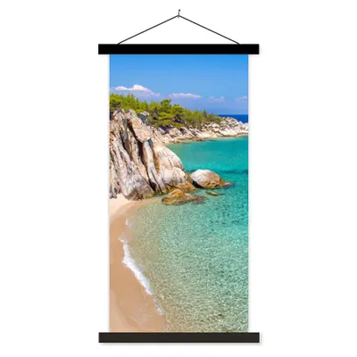 Produktbild von MuchoWow® Textilposter Meer - Strand - Sommer 60x120 cm mit schwarzem Rahmen - Magnete