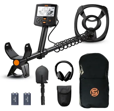 Produktbild von Professioneller Metalldetektor - Untergrund Detektor Set mit Pinpointer - 25 cm IP68 wasserdichte Suchspule - 5 Modi - Doppelt beleuchtetes LCD - Wiederaufladbar - Braun