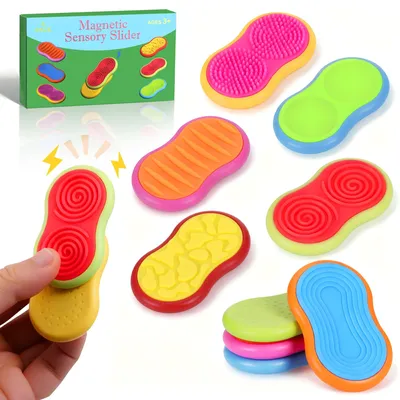 Produktbild von Fidget Toys Magnetische Schiebeknöpfe - Set von 6 Sensorischen Spielzeugen zur Stressbewältigung