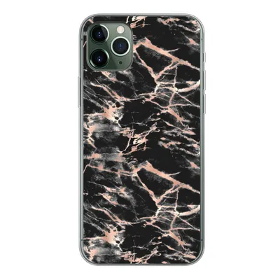 Produktbild von MuchoWow® Handyhülle Schutzhülle Hülle für iPhone 11 Pro Max Roségold - Marmor - Muster - Schwarz Silikon Softcase Handy Hülle - Schutz