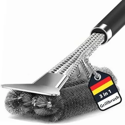 Produktbild von Grillreiniger 3-in-1 mit Schaber und langem Stahl