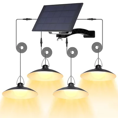 Produktbild von Außen Solarlampe Wasserdichte Garten Solarleuchte Solar Pendelleuchte mit 4 Hängelampe, Warmweiß