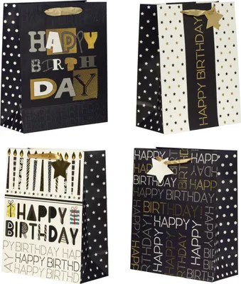 Produktbild von Geschenktaschen Geschenktüten jeweils im 4er Set 26x32x12cm Geburtstag