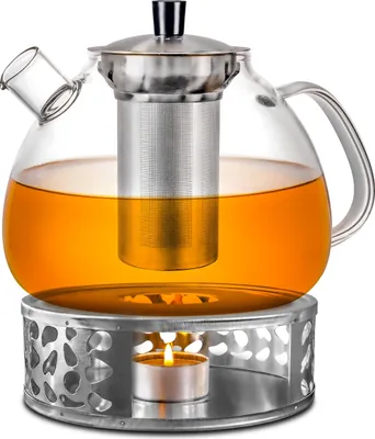 Produktbild von Cosumy Stövchen Teewärmer mit Teelichthalter - Edelstahl - Hält Warm - für Tee und Kaffekannen
