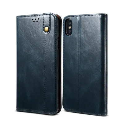 Obrázek produktu pro Pouzdro pro iPhone XS/iPhone X, kožené flip pouzdro peněženka s funkcí stojánku modré